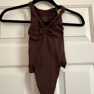 SKIMS Brown Bodysuit with Halter Neckline
